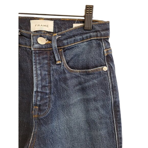 Frame Unique Two Tone Sylvie Straight Jeans 23 Indigo Combo Pants Denim Color - Picture 6 of 12